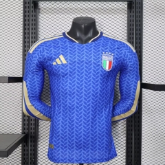 Player Version 2025/26 Italy Home Blue LS Thailand Soccer Jersey AAA-XY