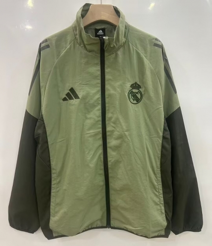 Embroidery 2025/26 Rea Madrid Bean Green Windbreaker Hoodies Top-XH
