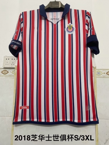 2018 Retro Version Club World Cup Deportivo Guadalajara Red & White Thailand Soccer Jersey AAA-2041