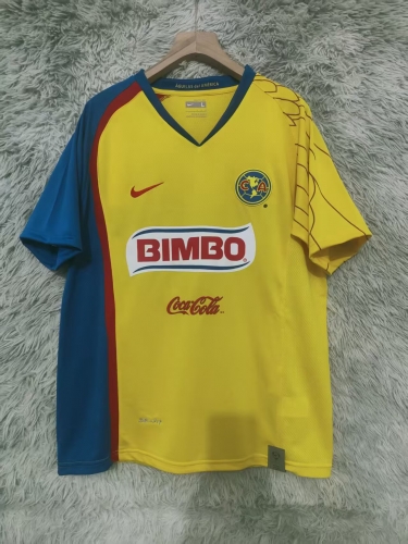 07/08 Retro Version Club América Home Yellow Thailand Soccer Jersey AAA-2178