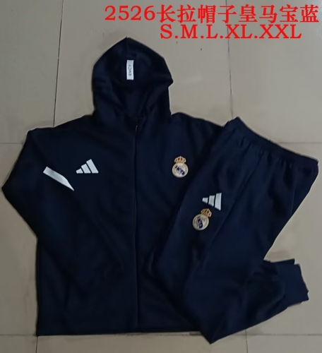 2025/26 Real Madrid Royal Blue Thailand Jacket Uniform With Hat-815