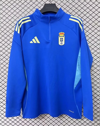 (Size S-2XL ) 2025/26 Real Oviedo Blue Thailand Soccer Tracksuit Top-95