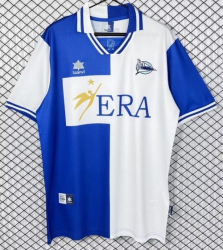 99/00 Retro Version Deportivo Alavés Home Blue & White Thailand Soccer Jersey AAA-503