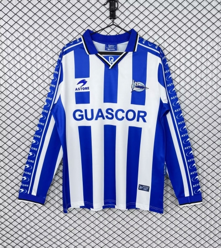 98/99 Retro Version Deportivo Alavés Home Blue & White LS Thailand Soccer Jersey AAA-503