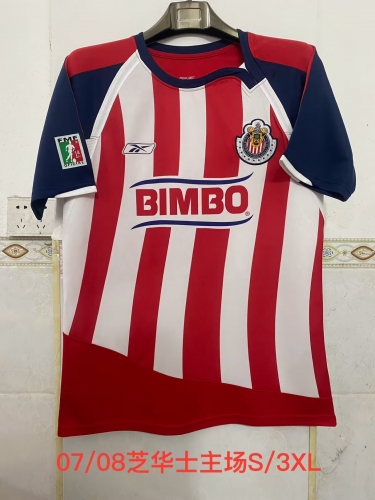07/08 Retro Version Deportivo Guadalajara Home Red & White Thailand Soccer Jersey AAA-2041