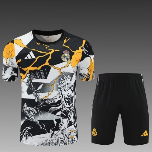 2025/26 Jointed Version Rea Madrid Black & White Soccer Tracksuit Uniform-801/LH