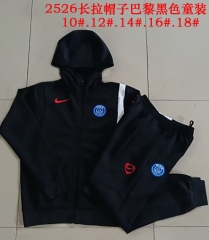 Kids 2025/26 Paris SG Black Kids/Youth Soccer Jacket Uniform With Hat-815