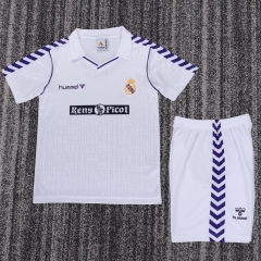 Kids 88-90 Retro Version Real Madrid Home White Kids/Youth Soccer Uniform-811