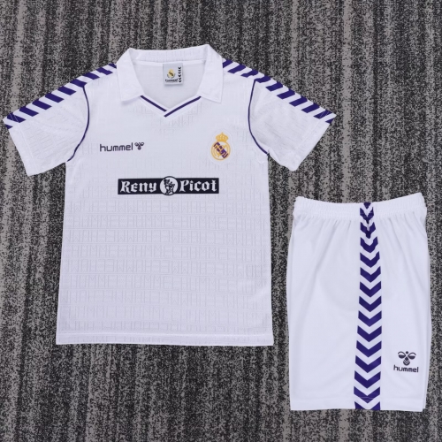Kids 88-90 Retro Version Real Madrid Home White Kids/Youth Soccer Uniform-811