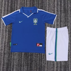 Kids 1997 Retro Version Brazil Away Blue Kids/Youth Soccer Uniform-811