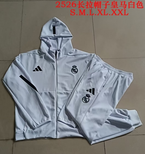 2025/26 Real Madrid Gray White Thailand Jacket Uniform With Hat-815