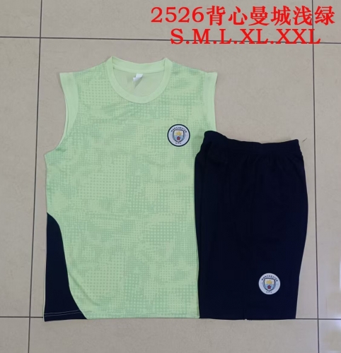 2025/26 Manchester City Light Green Soccer Tracksuit Vest Set-815