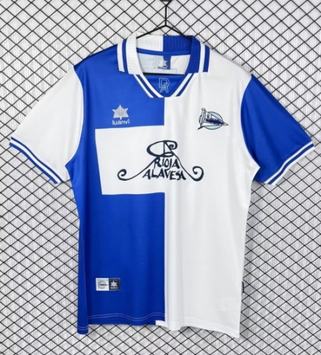 00/01 Retro Version Deportivo Alavés Home Blue & White Thailand Soccer Jersey AAA-503