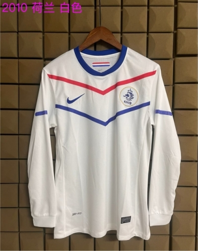 2010 Retro Version Netherlands White LS Thailand Soccer Jersey AAA-709