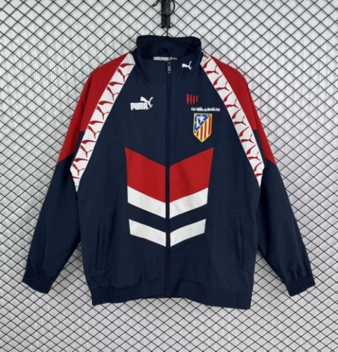 95/96 Retro Version Atletico Madrid Black Windbreaker Hoodies Top-503/XH