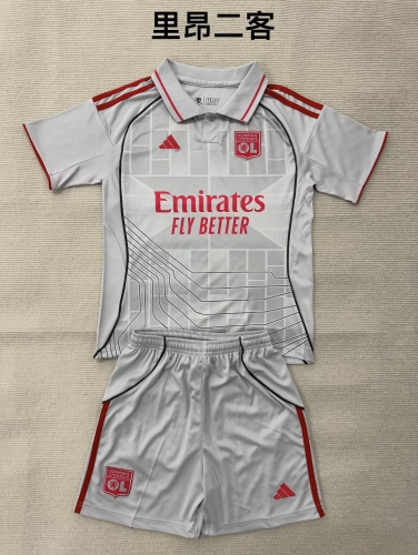 Kids 2025/26 Olympique Lyonnais 2nd Away Gray Kids/Youth Soccer Uniform-208