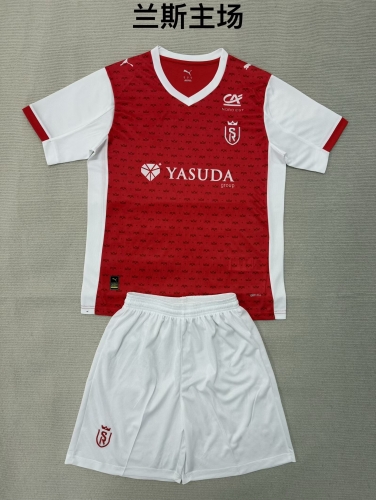 Kids 2025/26 Stade de Reims Home Red Kids/Youth Soccer Uniform-208