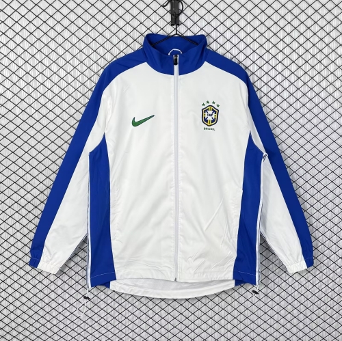 1998/99 Retro Version Brazil White Windbreaker Hoodies Top-503