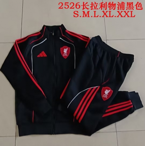 (Size S-2XL ) 2025/26 Liverpool Black Soccer Jacket Uniform-815