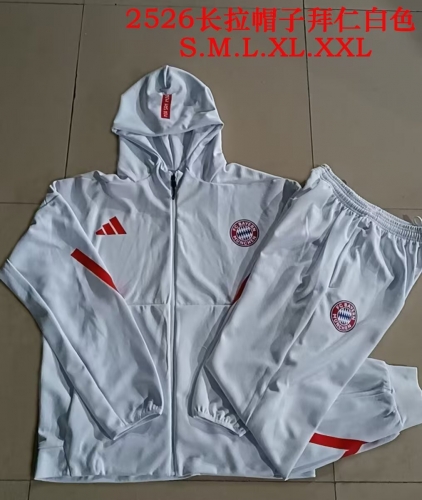 (Size S-2XL ) 2025/26 Bayern Münche Gray White Soccer Jacket Uniform With Hat-815