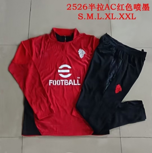 (Size S-2XL ) 2025/26 AC Milan Red Soccer Tracksuit Uniform-815/411