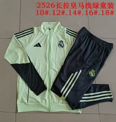 (Size 10-18 ) Kids 2025/26 Rea Madrid Light Green Kids/Youth Soccer Jacket Uniform-815