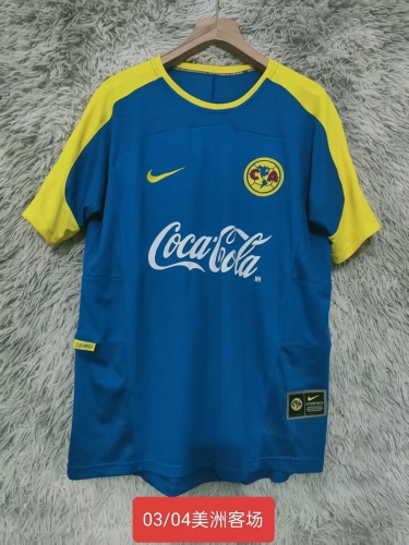 03/04 Retro Version Club América Away Blue Thailand Soccer Jersey AAA-2178