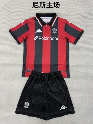 Kids 2025/26 OGC Nice Home Black & Red Kids/Youth Soccer Uniform-208