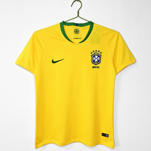 2018 Retro Version Brazil Home Yellow Soccer Thailand Jersey AAA-710/510/301