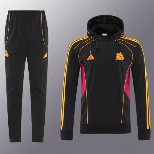 2026/27 Roma Black Thailand Soccer Tracksuit Uniform With Hat-LH