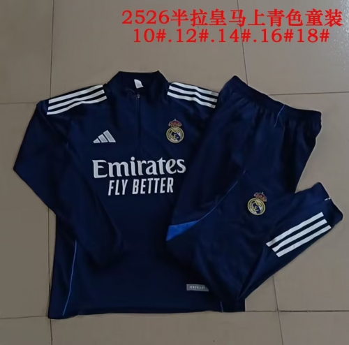 Kids 2025/26 Rea Madrid Cyan Kids/Youth Soccer Tracksuit Uniform-815