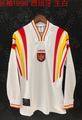 96 Retro Version Spain Away White Thailand LS Soccer Jersey-709