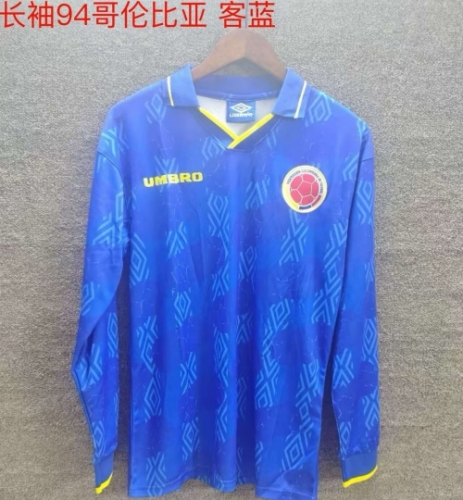 1994 Retro Version Colombia Away Blue Thailand LS Soccer Jeesey AAA-709