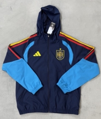 2026/27 Spain Royal Blue Windbreaker Hoodies Top With Hat-510/66
