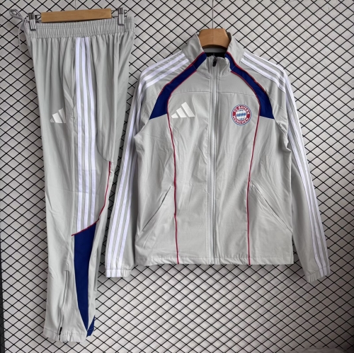 2026/27 Bayern Münche Light Gray Soccer Windbreaker Uniform-709