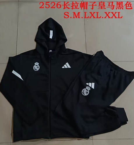 2025/26 Rea Madrid Black Soccer Jacket Uniform With Hat-815