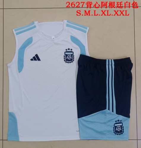 2026/27 Argentina White Thailand Soccer Tracksuit Vest Set-815