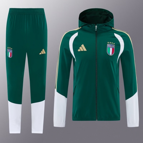 2025/26 Italy Green Soccer Jacket Uniform With Hat-LH