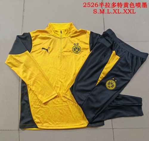 (Size S-2XL ) 2025/26 Borussia Dortmund Yellow Soccer Tracksuit Uniform-815