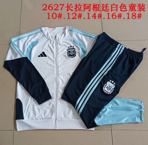 (Size 10-18) 2026/27 Argentina White Kids/Youth Soccer Jacket Uniform-815