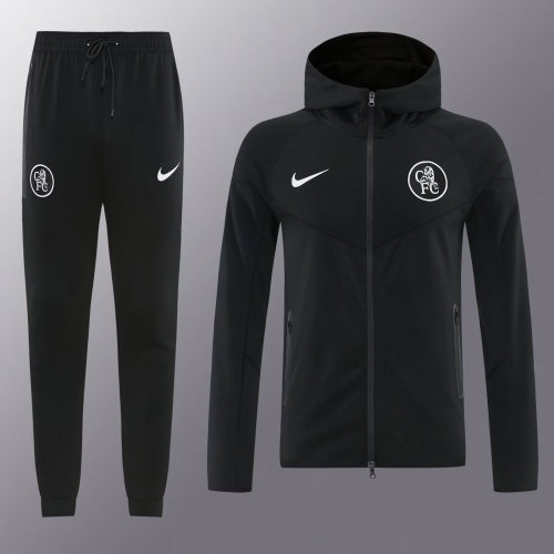 2025/26 #01 Chelsea Black Thailand Soccer Jacket Uniform With Hat-LH