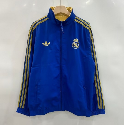 Double-sided 2026/27 Rea Madrid Blue & Yellow Windbreaker Hoodies Top-XH/47