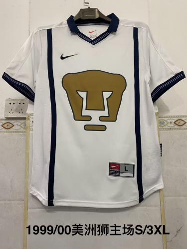 99/00 Retro Version Pumas UNAM Home White Thailand Soccer Jersey AAA-2041