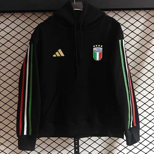 2026/27 Italy Black Thailand Soccer Tracksuit Top With Hat-308