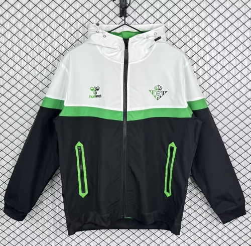 2025-26 Real Betis Black & White Windbreaker Hoodies Top-C1/503