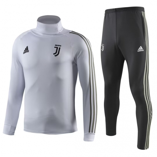 18 Retro Version Juventus FC Gray White Thailand Soccer Tracksuit Uniform-GDP