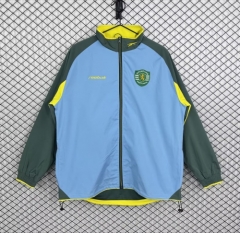 02/03 Retro Version Sporting Lisbon Blue & Green Windbreaker Hoodies Top-503