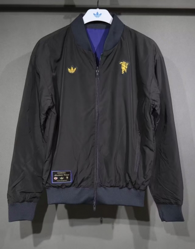 Double-Sided 2026/27 Manchester United Black & Blue Thailand Soccer Cotton Coat -703