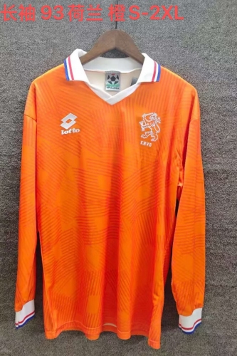 1993 Netherlands Orange LS Thailand Soccer Jersey AAA-709