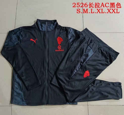 (Size S-2XL ) 2025/26 AC Milan Black Soccer Jacket Uniform-815